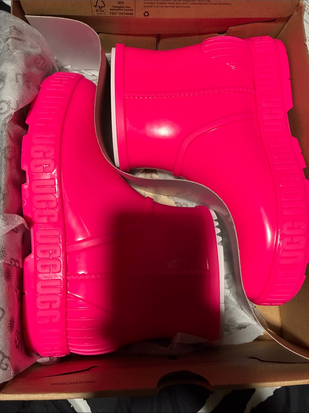 UGG Kids Neon Pink Waterproof Rain Boots